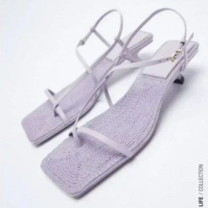 Zara Heeled Leather Sandals with Insole Mauve 7.5